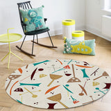 Brown Geometric Cartoon Circular Felt Rugs - LeobonZone