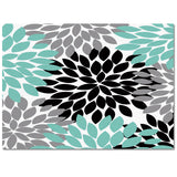 Black Abstract Dahlia Right Angle Felt Rugs - LeobonZone