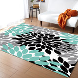 Black Abstract Dahlia Right Angle Felt Rugs - LeobonZone
