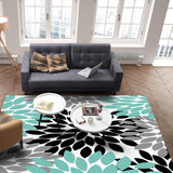 Black Abstract Dahlia Right Angle Felt Rugs - LeobonZone