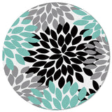 Black Abstract Dahlia Circular Felt Rugs - LeobonZone