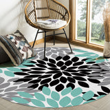 Black Abstract Dahlia Circular Felt Rugs - LeobonZone