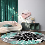 Black Abstract Dahlia Circular Felt Rugs