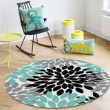 Black Abstract Dahlia Circular Felt Rugs - LeobonZone