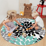 Black Abstract Dahlia Circular Felt Rugs - LeobonZone