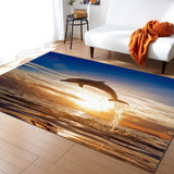 Summer night dolphin Right Angle Felt Rugs - LeobonZone