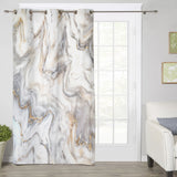 Marble yellow and white wavy pattern window curtains - LeobonZone