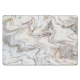 Marble yellow and white wavy pattern Leather Doormat - LeobonZone
