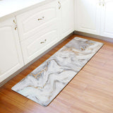 Marble yellow and white wavy pattern Leather Doormat - LeobonZone