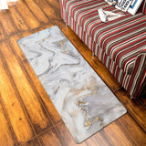 Marble yellow and white wavy pattern Leather Doormat - LeobonZone
