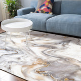 Marble yellow and white wavy pattern Sponge Rillet Rubber Rugs - LeobonZone