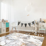 Marble yellow and white wavy pattern Right Angle Felt Rugs - LeobonZone