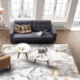 Marble yellow and white wavy pattern Right Angle Felt Rugs - LeobonZone