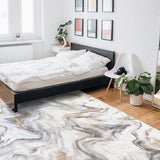 Marble yellow and white wavy pattern Right Angle Felt Rugs - LeobonZone