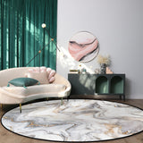 Marble yellow and white wavy pattern Circular Felt Rugs - LeobonZone