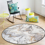 Marble yellow and white wavy pattern Circular Felt Rugs - LeobonZone