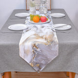 Marble yellow and white wavy pattern Table Runner Place Mats Sharp Angle - LeobonZone