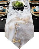 Marble yellow and white wavy pattern Table Runner Place Mats Sharp Angle