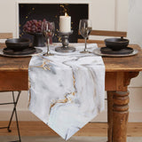 Marble yellow and white wavy pattern Table Runner Place Mats Sharp Angle - LeobonZone