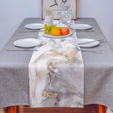 Marble yellow and white wavy pattern Table Runner Place Mats - LeobonZone