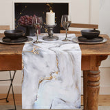 Marble yellow and white wavy pattern Table Runner Place Mats - LeobonZone