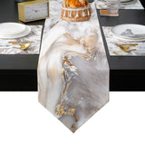 Marble yellow and white wavy pattern Table Flag And Table Mat Suit Sharp angle - LeobonZone