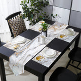 Marble yellow and white wavy pattern Table Flag And Table Mat Suit Sharp angle - LeobonZone