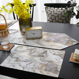 Marble yellow and white wavy pattern Table Flag And Table Mat Suit Sharp angle - LeobonZone