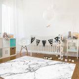 Black crack in Gray marble Right Angle Felt Rugs - LeobonZone