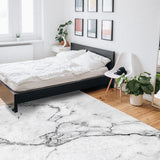 Black crack in Gray marble Right Angle Felt Rugs - LeobonZone