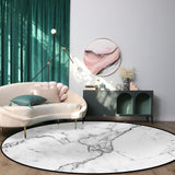 Black Crack in Gray Marble Circular Felt Rugs - LeobonZone