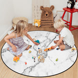Black Crack in Gray Marble Circular Sponge Rugs