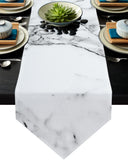 Black crack in Gray marble Table Runner Place Mats Sharp Angle - LeobonZone