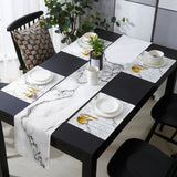 Black crack in Gray marble Table Flag And Table Mat Suit