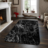 Black Marble and granite pattern Sponge Rillet Rubber Rugs - LeobonZone
