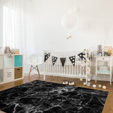 Black Marble and granite pattern Right Angle Felt Rugs - LeobonZone