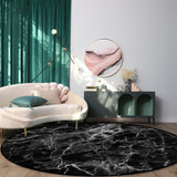 Black Marble and granite pattern Circular Felt Rugs - LeobonZone