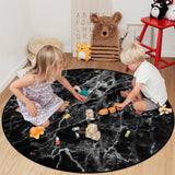 Black Marble and granite pattern Circular Sponge Rugs