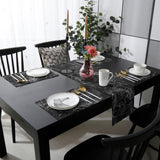 Black Marble and granite pattern Table Flag And Table Mat Suit - LeobonZone