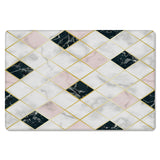 Gold Marbling square Splicing Leather Doormat - LeobonZone