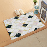 Gold Marbling square Splicing Leather Doormat - LeobonZone