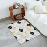 Gold Marbling square Splicing Leather Doormat - LeobonZone