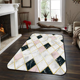 Gold Marbling square Splicing Sponge Rillet Rubber Rugs - LeobonZone