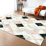 Gold Marbling square Splicing Right Angle Felt Rugs - LeobonZone