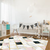 Gold Marbling square Splicing Right Angle Felt Rugs - LeobonZone