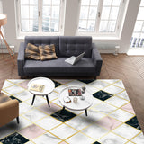 Gold Marbling square Splicing Right Angle Felt Rugs - LeobonZone