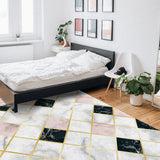 Gold Marbling square Splicing Right Angle Felt Rugs - LeobonZone