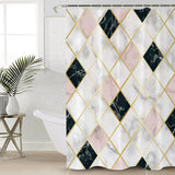 Gold Marbling square Splicing Waterproof Durable Shower Curtain - LeobonZone