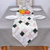 Gold Marbling square Splicing Table Runner Place Mats Sharp Angle - LeobonZone