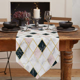Gold Marbling square Splicing Table Runner Place Mats Sharp Angle - LeobonZone